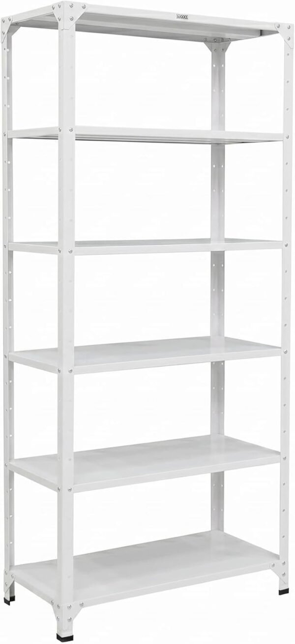 2500mm RIGID Metal Slotted Angle Racks Shelves with 5 level | white Color