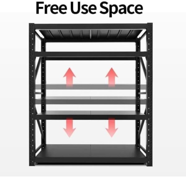 Medium Duty Storage Rack, 4-Tier Metal Shelving Black