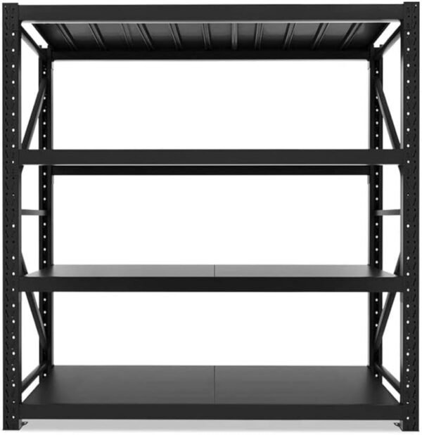 Medium Duty Storage Rack, 4-Tier Metal Shelving Black