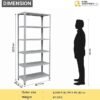 2000mm RIGID Metal Slotted Angle Racks Shelves With 5 Level | Grey color