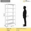 2500mm RIGID Metal Slotted Angle Racks Shelves with 5 level | white Color