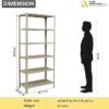 2000mm RIGID Metal Slotted Angle Racks Shelves With 5 Level | Beige Color
