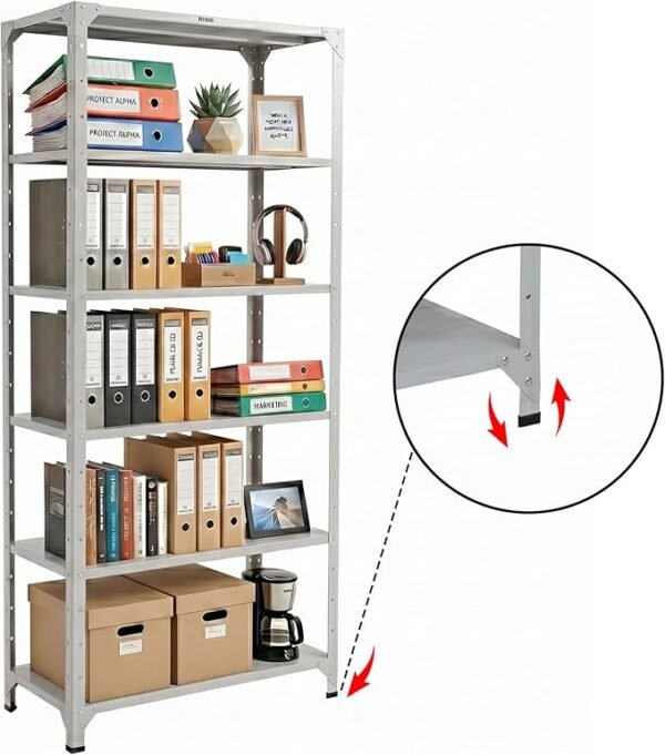 2000mm RIGID Metal Slotted Angle Racks Shelves With 5 Level | Grey color