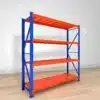 Medium Duty Storage Rack, 4-Tier Metal Shelving Orange Blue