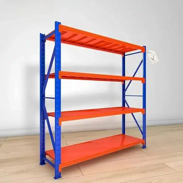 Medium Duty Storage Rack, 4-Tier Metal Shelving Orange Blue